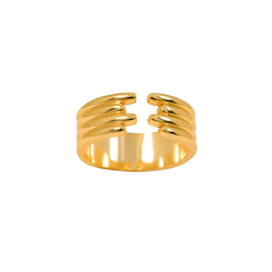 Geometric Lines 925 Sterling Silver Adjustable Open Ring