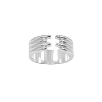 Geometric Lines 925 Sterling Silver Adjustable Open Ring