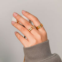 Geometric Lines 925 Sterling Silver Adjustable Open Ring