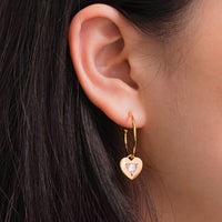 Two-Way Pink Heart 925 Sterling Silver Earrings