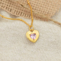 Dual-Side Pink Crystal Heart Necklace in 925 Sterling Silver