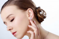 Pink Sakura Crystal Sterling Silver Earrings