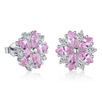 Pink Sakura Crystal Sterling Silver Earrings