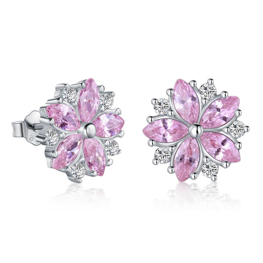 Pink Sakura CZ Sterling Silver Earrings