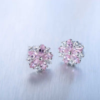 Pink Sakura Crystal Sterling Silver Earrings