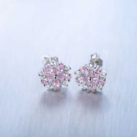 Pink Sakura Crystal Sterling Silver Earrings