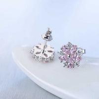 Pink Sakura Crystal Sterling Silver Earrings