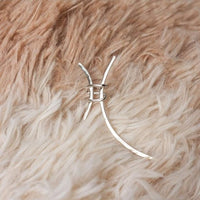 Exaggerated H Letter 925 Sterling Silver Stud Earring