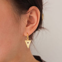 Hollow Triangle 925 Sterling Silver Hoop Earrings