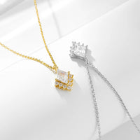 Sterling Silver Cubic Zirconia Rhombus Necklace