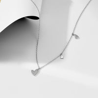 Sterling Silver Dangle Heart Charms Necklace