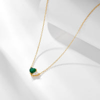 Sterling Silver Green Double Heart Necklace