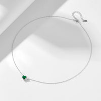 Sterling Silver Green Double Heart Necklace