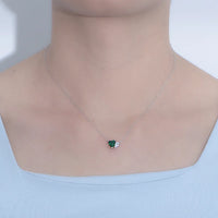 Sterling Silver Green Double Heart Necklace