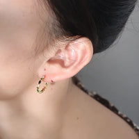 Gold Plated Silver Multicolor C Shape Hoop Earrings