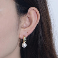 Gold Plated Large Shell Pearl Earrings