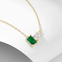 Sterling Silver Green Cubic Zirconia Necklace