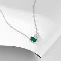 Sterling Silver Green Cubic Zirconia Necklace