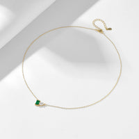 Sterling Silver Green Cubic Zirconia Necklace