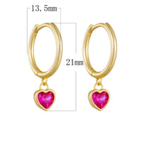 Sterling Silver Red Heart Drop Earrings