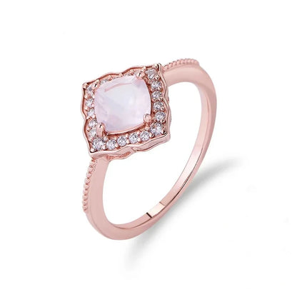 Rose Gold Plated Sterling Silver Natural Rose Quartz Engagement Ring