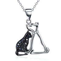 Black and White Pet Pendant Necklace in 925 Sterling Silver