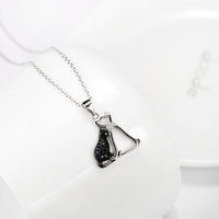 Black and White Pet Pendant Necklace in 925 Sterling Silver