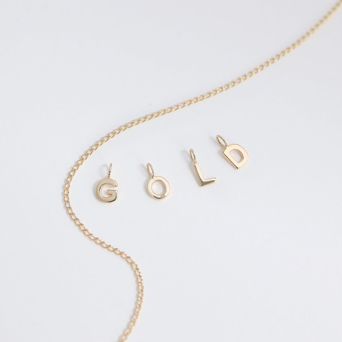 14K Solid Gold Initial Charms