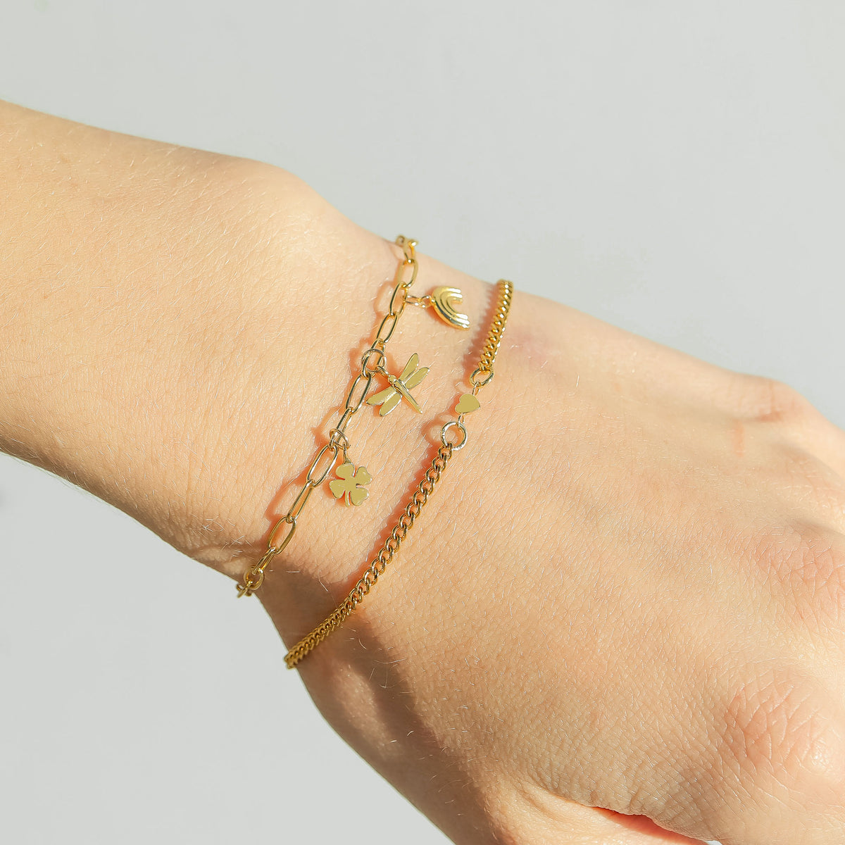 14K Solid Gold Horizontal Heart Connector Charm