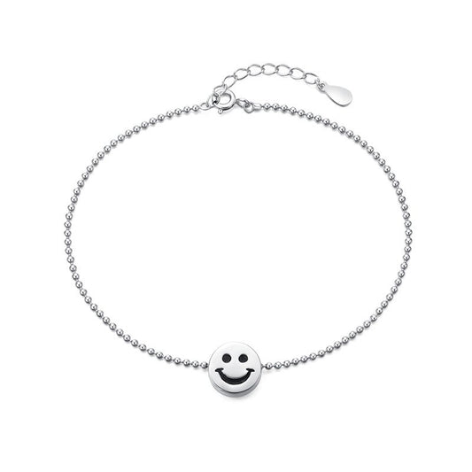Happy Face Emoji Smile Sterling Silver Anklet