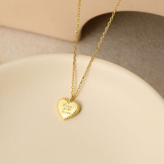 Love Your More Letters Heart Necklace in 925 Sterling Silver