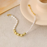 Asymmetry Oval Natural Pearl Bracelet