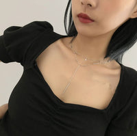 Double Layer Stars Y Necklace, 925 Sterling Silver