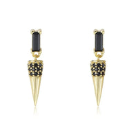 Gold Plated Sterling Silver Black Cone Drop Earrings