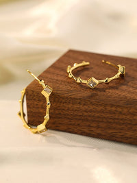 Gold Plated Princess Cut Hoop Earrings