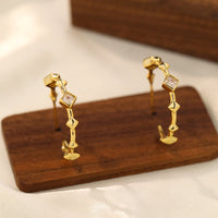Gold Plated Princess Cut Hoop Earrings