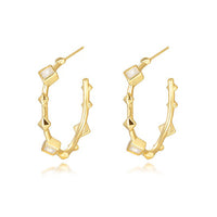 Gold Plated Princess Cut Hoop Earrings