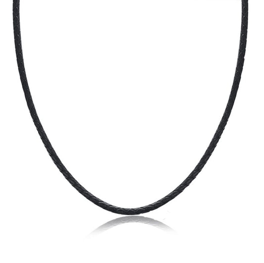 Handmade Cattle Hide Leather Necklace with 925 Sterling Silver