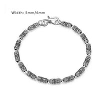 Vintage Om Mami Padme Hum Blessing 925 Sterling Silver Bracelet
