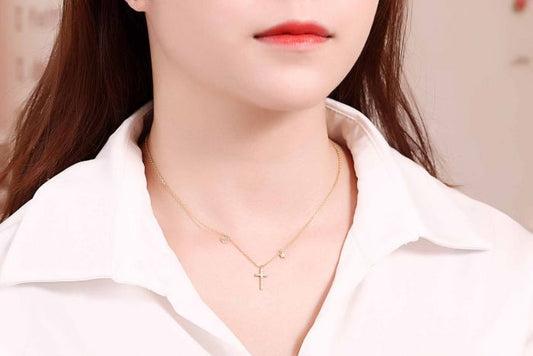 CZ Cross Heart Star 925 Sterling Silver Necklace