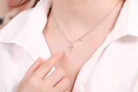 Crystal Cross Heart Star 925 Sterling Silver Necklace
