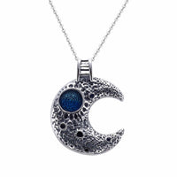 Vintage Crescent Moon Pendant, 925 Sterling Silver