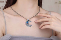 Vintage Crescent Moon Pendant, 925 Sterling Silver