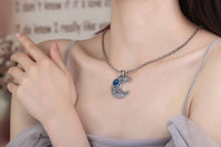 Vintage Crescent Moon Pendant, 925 Sterling Silver