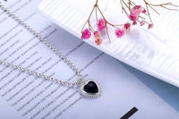 Black Agate Heart Necklace, 925 Sterling Silver