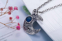 Vintage Crescent Moon Pendant, 925 Sterling Silver