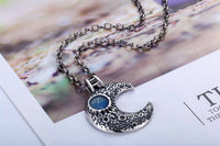 Vintage Crescent Moon Pendant, 925 Sterling Silver