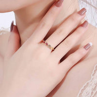 Colorful Round Natural Gemstone Sterling Silver Ring
