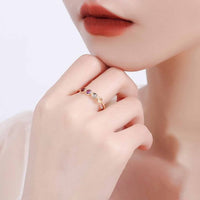 Colorful Round Natural Gemstone Sterling Silver Ring