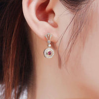 Natural Red Tourmaline Geometric Dangling Earrings